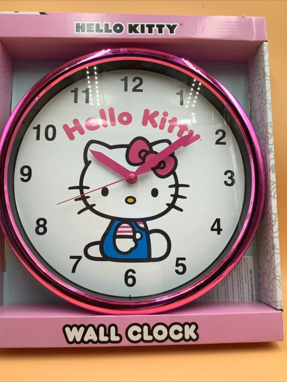 NEW Sanrio Hello Kitty Wall Clock Large Pink Analog Display Approx 12